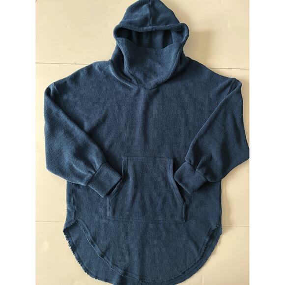 Free People FP Beach Chenille Everywhere Hoodie Women S/P Blue Beach Cozy - Picture 4 of 12